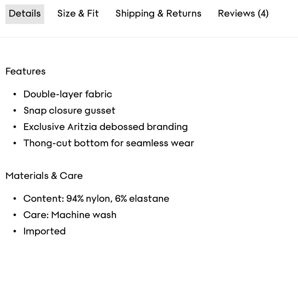 ARITZIA CONTOUR V-NECK LONG SLEEVE BODYSUIT - Picture 9 of 9